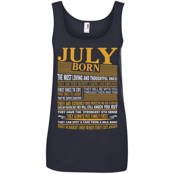 Limited Edition Born In July Shirts - Not Available In Stores 882L Anvil Ladies' 100% Ringspun Cotton Tank Top
