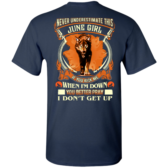 **Never Underestimate June Born Girl** Back Print Shirt & Hoodies