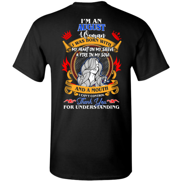 Limited Edition **Woman Born In August Multi Color Back Print** Shirt & Hoodies