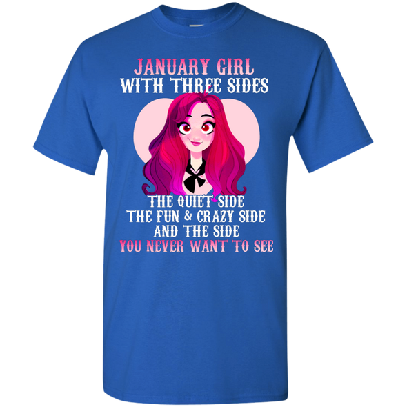 Limited Edition **January Girl With Three Sides Front Print** Shirts & Hoodies