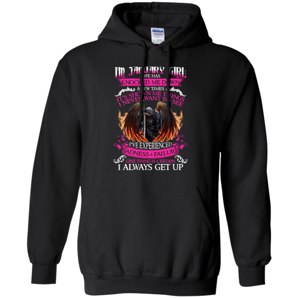 Newly Launched **January Born Girl Never Gives Up** Shirts & Hoodies