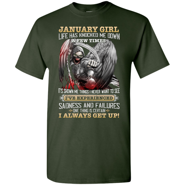 Skull Print **January Born Girl Always Get Up** Shirts & Hoodies