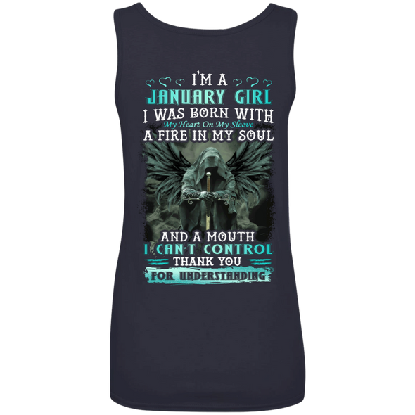 New Edition **January Girl Fire In A Soul Back Print** Shirts & Hoodies