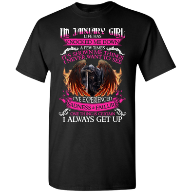 Newly Launched **January Born Girl Never Gives Up** Shirts & Hoodies