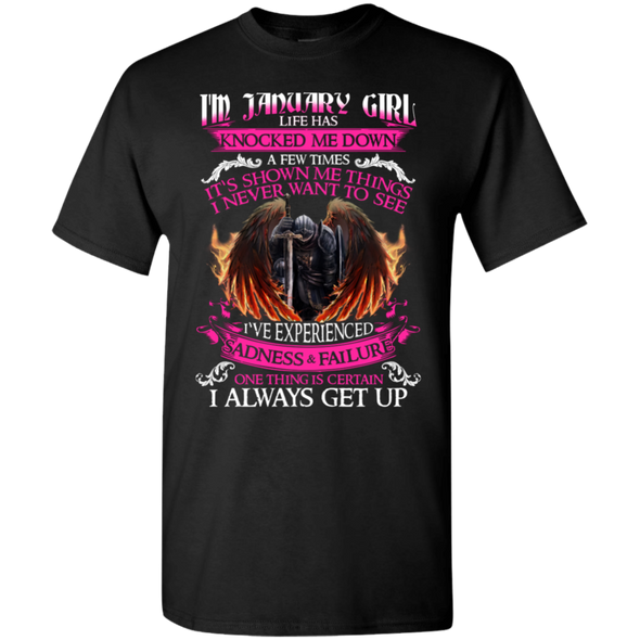 Newly Launched **January Born Girl Never Gives Up** Shirts & Hoodies