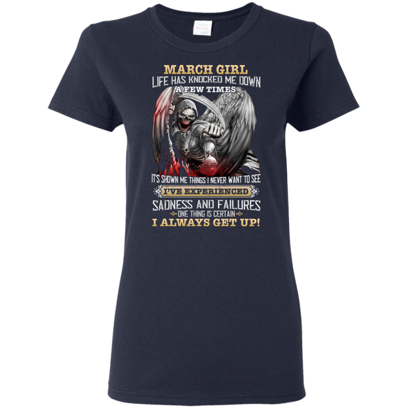 Skull Print **March Born Girl Always Get Up** Shirts & Hoodies