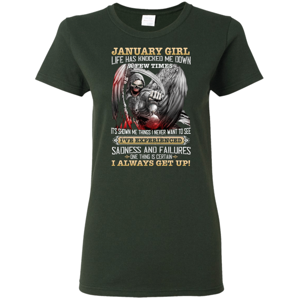Skull Print **January Born Girl Always Get Up** Shirts & Hoodies
