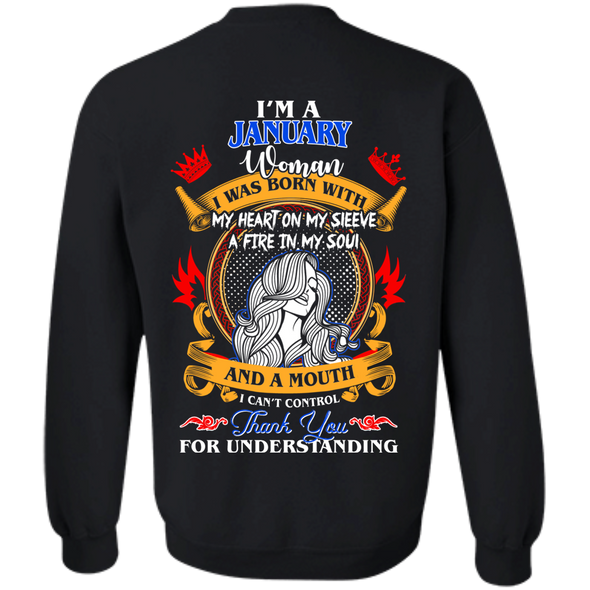 Limited Edition **Woman Born In January Multi Color Back Print** Shirt & Hoodies