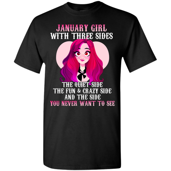 Limited Edition **January Girl With Three Sides Front Print** Shirts & Hoodies