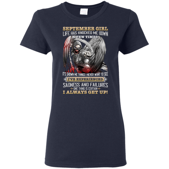 Skull Print **September Born Girl Always Get Up** Shirts & Hoodies