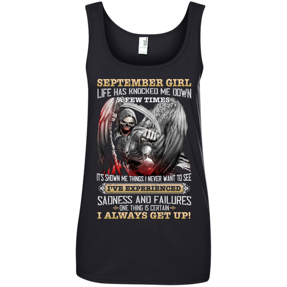 Skull Print **September Born Girl Always Get Up** Shirts & Hoodies