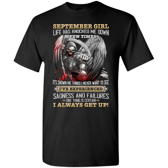 Skull Print **September Born Girl Always Get Up** Shirts & Hoodies