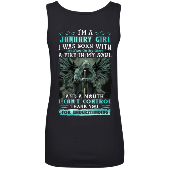 New Edition **January Girl Fire In A Soul Back Print** Shirts & Hoodies