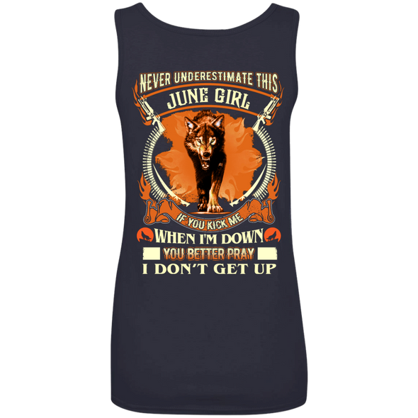 **Never Underestimate June Born Girl** Back Print Shirt & Hoodies