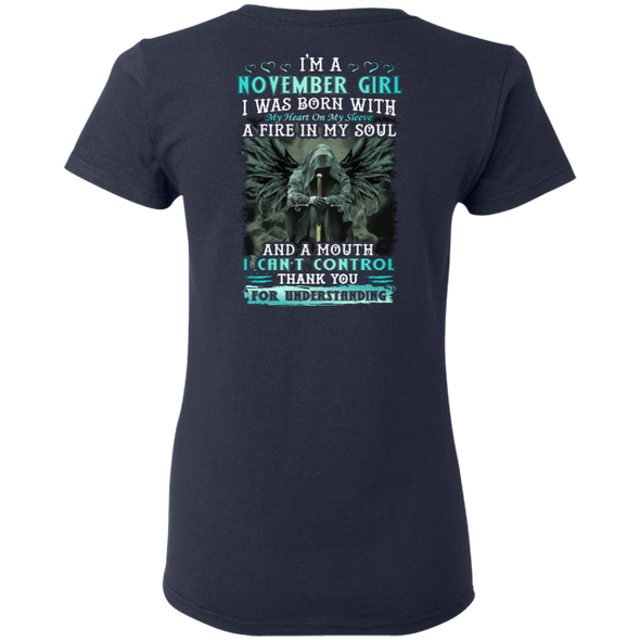 New Edition **November Girl Fire In A Soul Back Print** Shirts & Hoodies