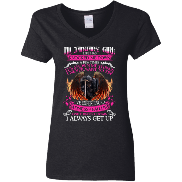 Newly Launched **January Born Girl Never Gives Up** Shirts & Hoodies