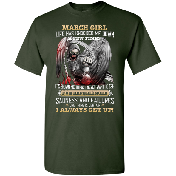 Skull Print **March Born Girl Always Get Up** Shirts & Hoodies