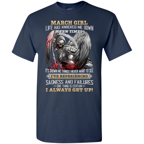 Skull Print **March Born Girl Always Get Up** Shirts & Hoodies