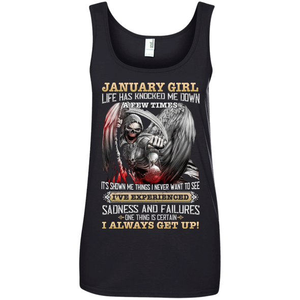 Skull Print **January Born Girl Always Get Up** Shirts & Hoodies