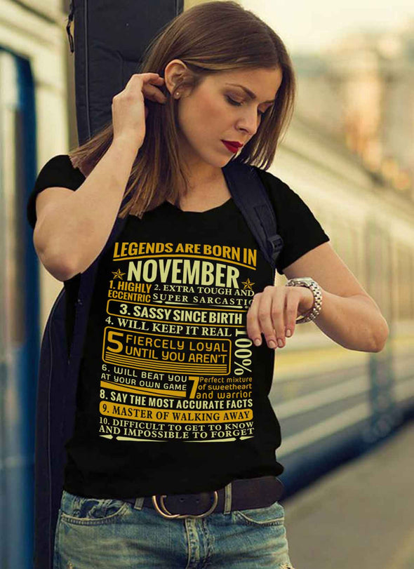 Latest Edition ** Legends Are Born In November** Front Print Shirts & Hoodies