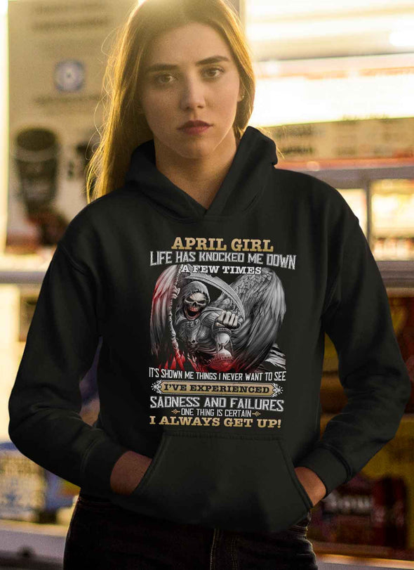 Skull Print **April Born Girl Always Get Up** Shirts & Hoodies
