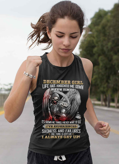Skull Print **December Born Girl Always Get Up** Shirts & Hoodies