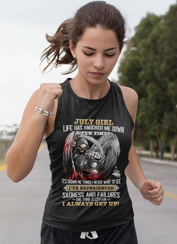 Skull Print **July Born Girl Always Get Up** Shirts & Hoodies