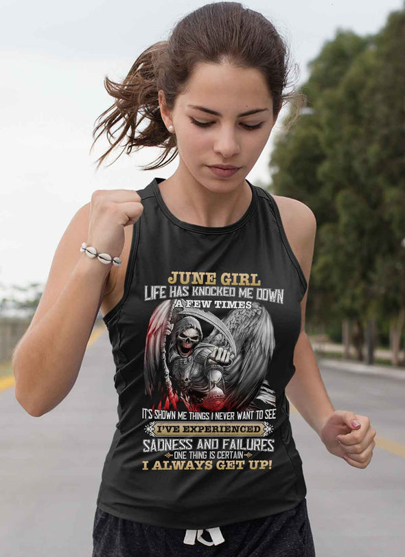 Skull Print **June Born Girl Always Get Up** Shirts & Hoodies
