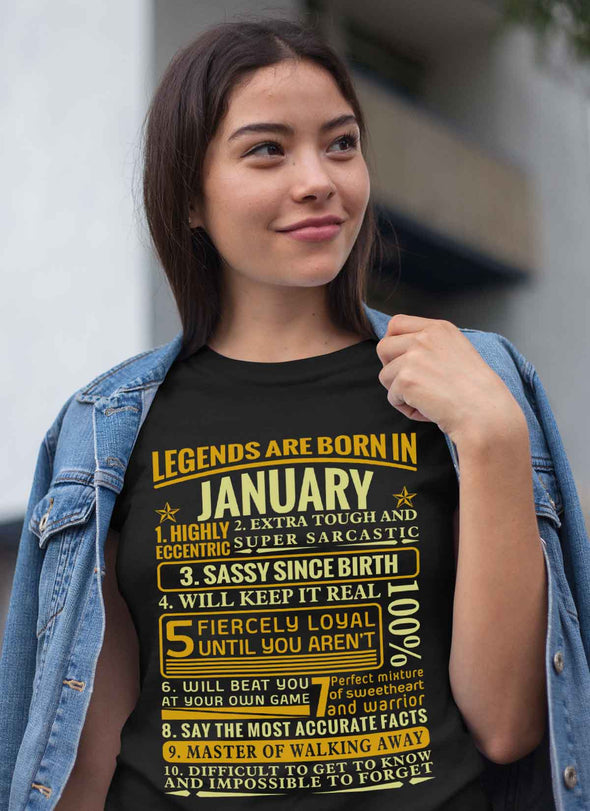 Latest Edition ** Legends Are Born In January** Front Print Shirts & Hoodies