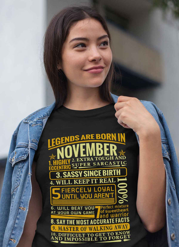 Latest Edition ** Legends Are Born In November** Front Print Shirts & Hoodies