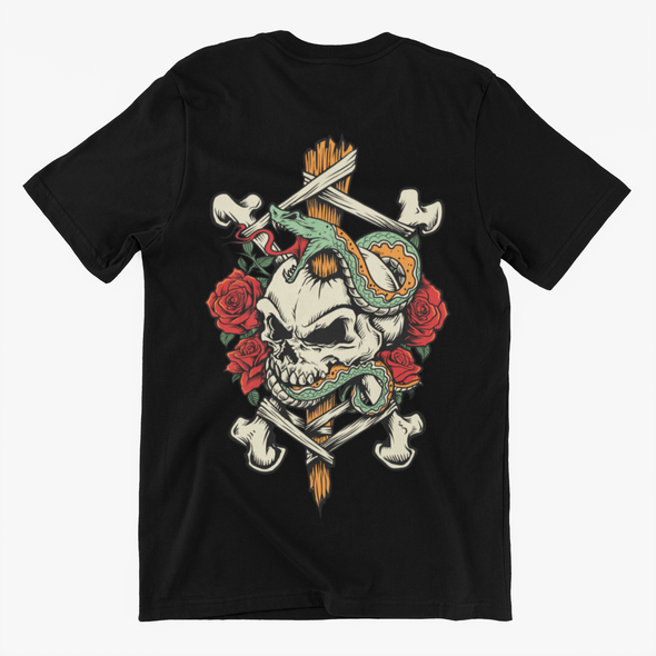 Unisex T-Shirt With Skull Snake Print