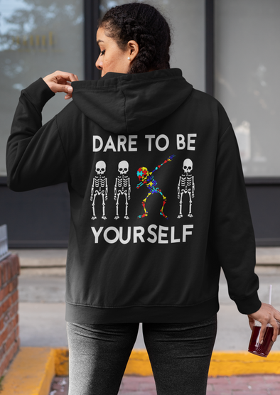 Skeleton Dabbing Autism Awareness Printed Hoodie