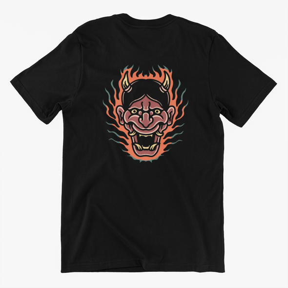 Flaming Oni Black & White Unisex T-Shirt