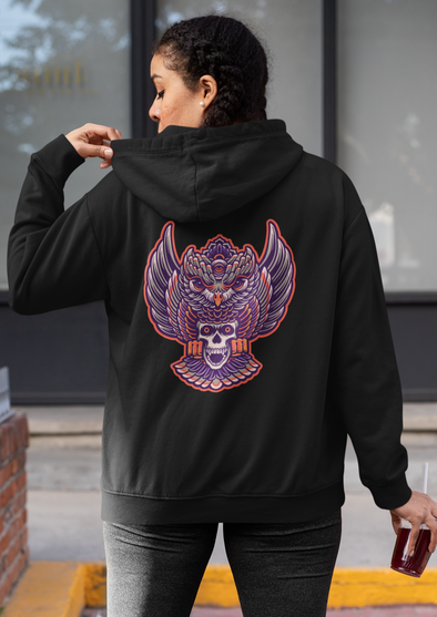 King Owl Colorful Ornaments Printed Hoodie