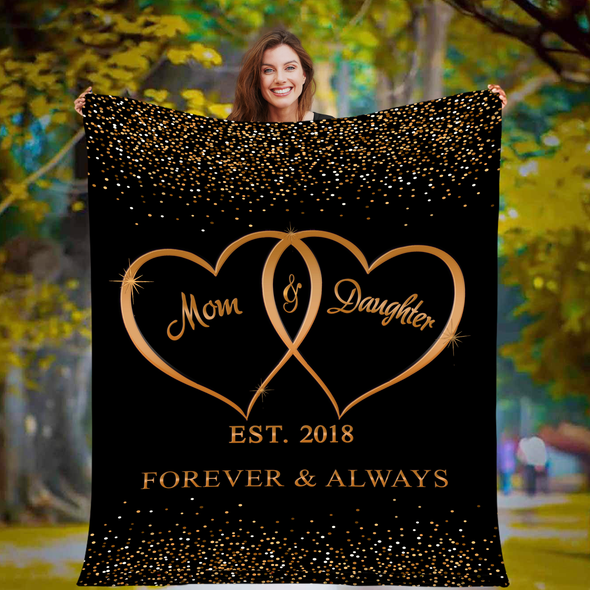 Personalized "Two Heart Blanket" For Nana/Papa/Dad/Grandpa/Grandma/Mom/Grandpa & Grandma With Grandkid's/kid's Name Or Nick