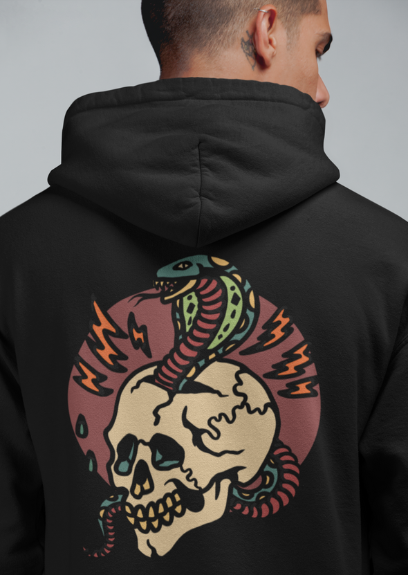 Snake And Skull Print Hoodie