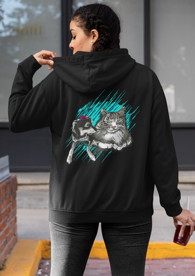 Unisex Cat And Dog Printed Hoodie