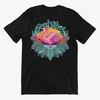 Tropical Pink Flamingo With Flowers Summer Unisex T-Shirt