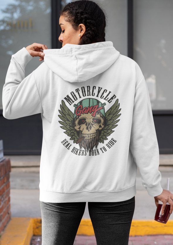 Unisex Motocross Skull Biker Printed Hoodie