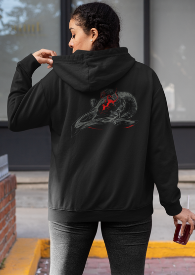 Unisex Bird Skull Printed Hoodie