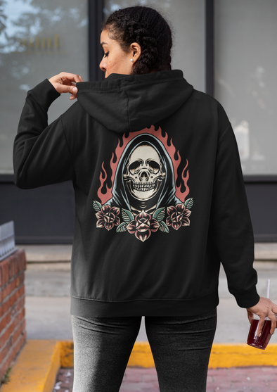 Unisex Burning Grim Printed Hoodie