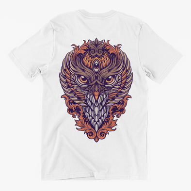Unisex T-shirt With King Owl Colorful Ornaments