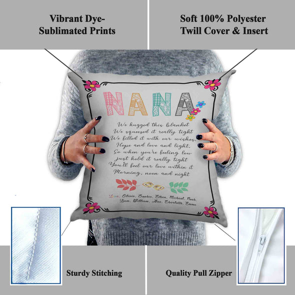"Mom- We Hugged This Pillow" Customized Pillow For Grandma/Grandpa/Mamma/Papa/Auntie