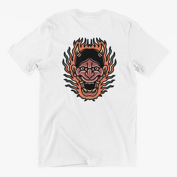 Flaming Oni Black & White Unisex T-Shirt