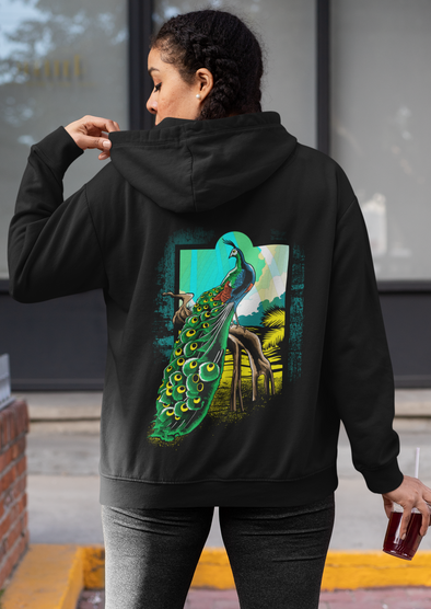 Unisex Peacock Printed Hoodie