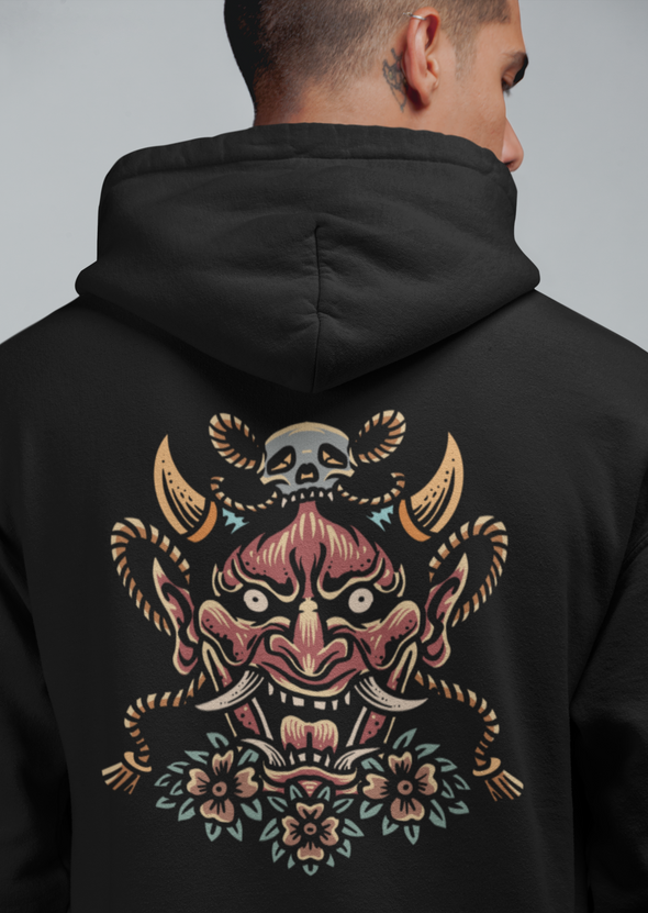 Unisex Hoodie With Raging Oni Print