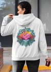 Tropical Pink Flamingo With Flowers Summer Printed Hoodie