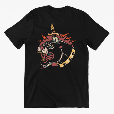 T-Shirt With Panther and Dagger Print