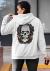 Black & White Hoodies With Skull And Flower Print