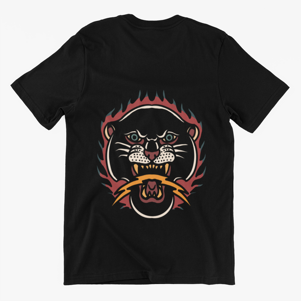 Unisex T-shirt With Burning Panther and Thunder